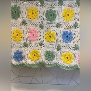Vintage 3D Floral Afghan / Crib / Accent Blanket - Small